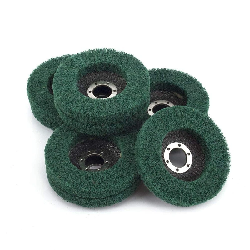 5Pcs Nylon Fiber Flap Wheels Polishing Buffing Wheel Scouring Pad Grinding Disc For Angle Grinder For Metal Polisher