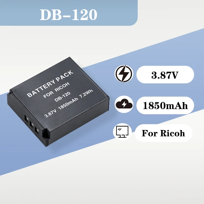

DB-120 3.87V 1850mAh Rechargeable Li-ion Battery Replacement For Ricoh GR4 GR IV Digital Camera