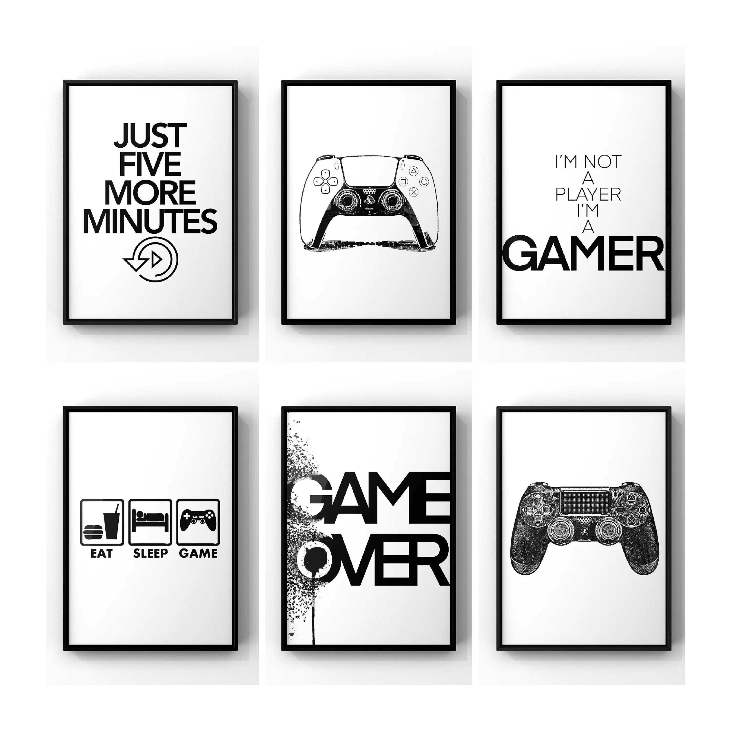 Nordic Black and Whilte Gaming Game Quotes Canvas Poster Decoration Zone Wall Art Kids Boys Gamer Room Decor Kawaii Home Posters