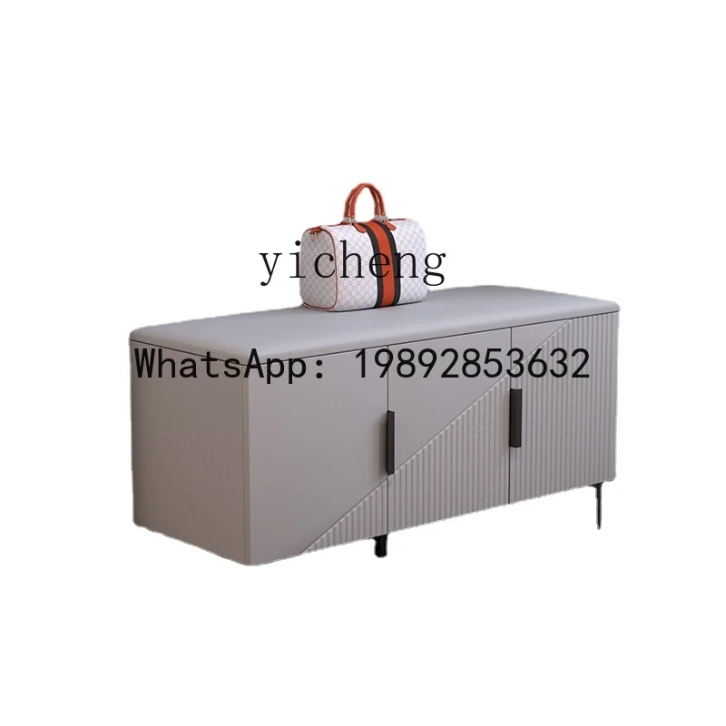 

Household Solid Wood Soft Bag Light Luxury Modern Entrance Shoes Sitting Shoe Cabinet