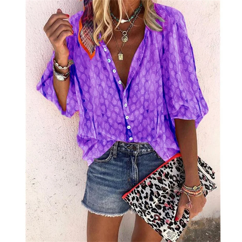 Fashion Casual Half Sleeve Plaid Print Loose Shirts Women High Street Blouses Tops Ladies Elegant Vintage Streetwear Tunic Shirt