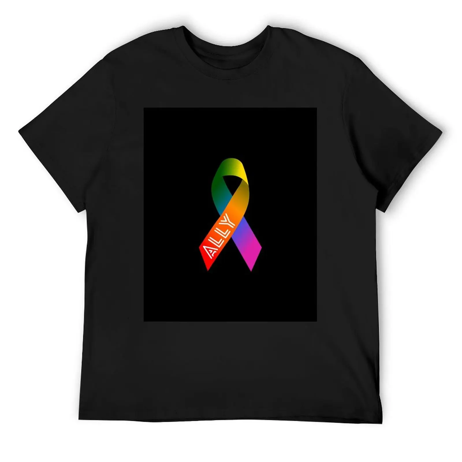 Pride Flag Ally Ribbon T-Shirt cotton graphic tees shirts graphic mens designer clothes