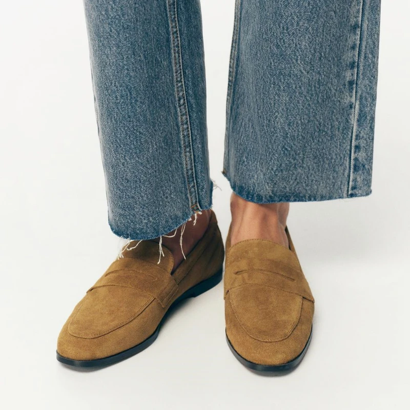 

Retro Suedes Brand Flats Loafers Women Round Toe Comfort Leisure Shoes Shallow Fashion Autumn Footwear Female Zapatos De Mujer