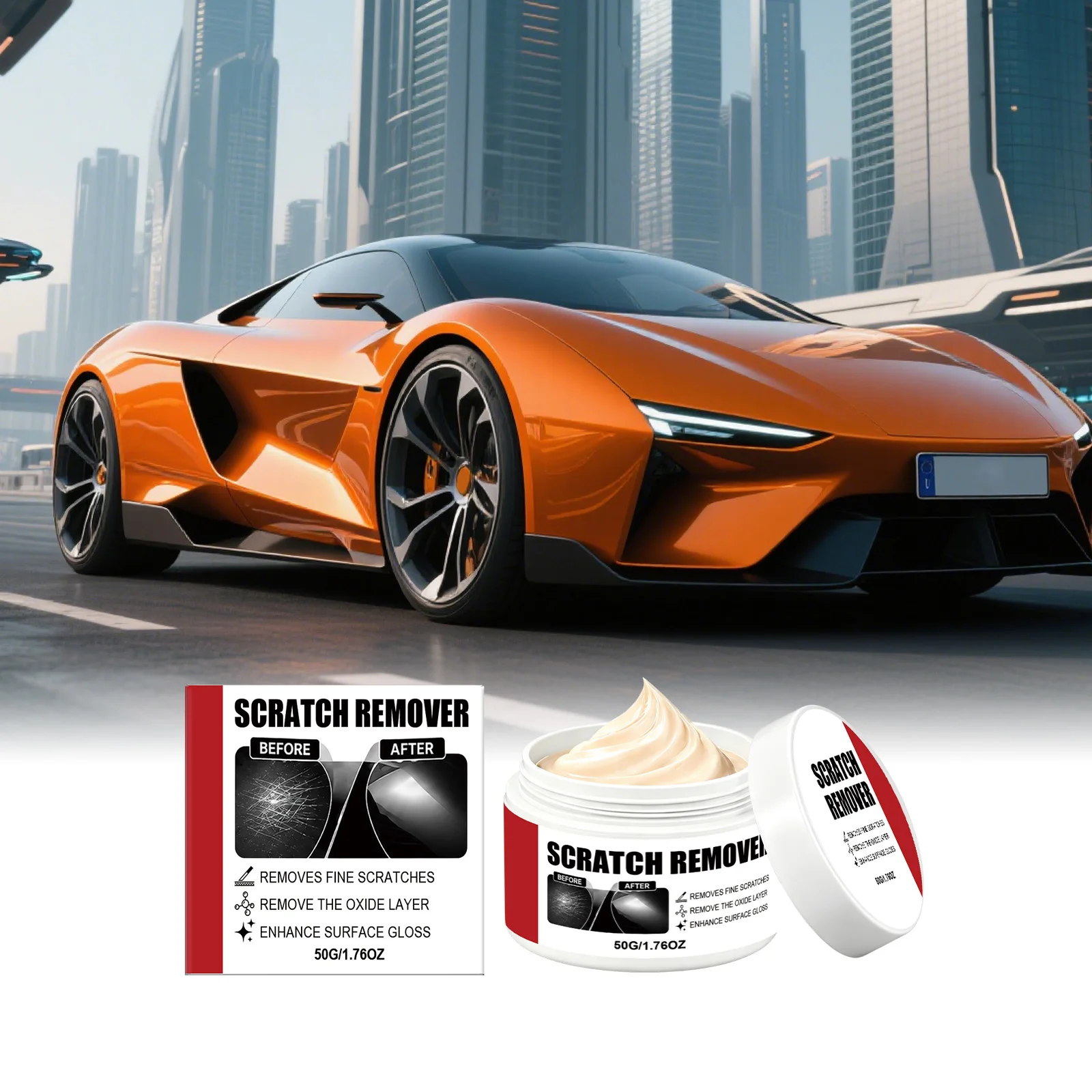 Car Scratch Removal Paste, Light Scratch Fading, Paint Brightening, Home Self Adaptive Car Paint Removal Paste