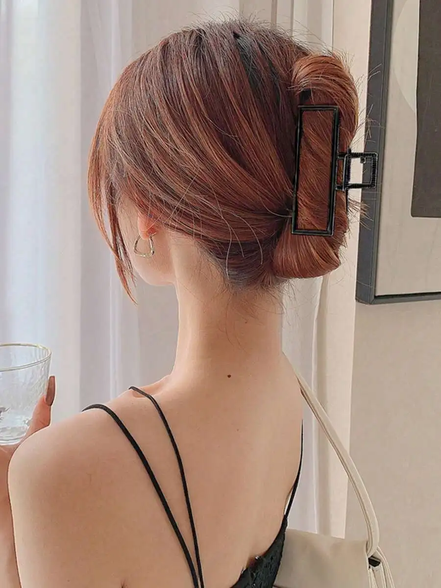

Black Alloy Square Hair Clip For Women Elegant Hair Claw Stylish Daily Wear Accessory