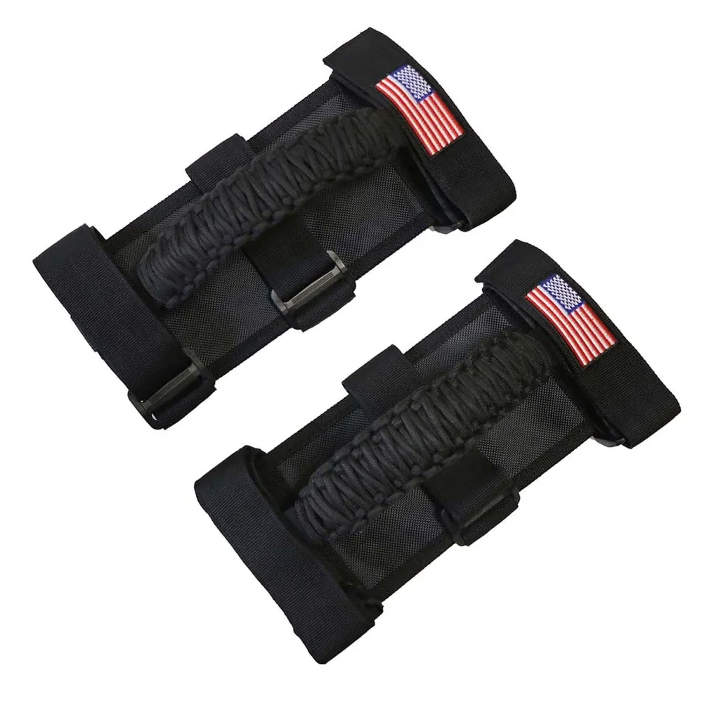Roof Roll Bar Paracord Grab Handles Grip  For Jeep Wrangler JK TJ JL CJ YJ 1987-2020 Handles for JT UTV ATV USA Flag Type