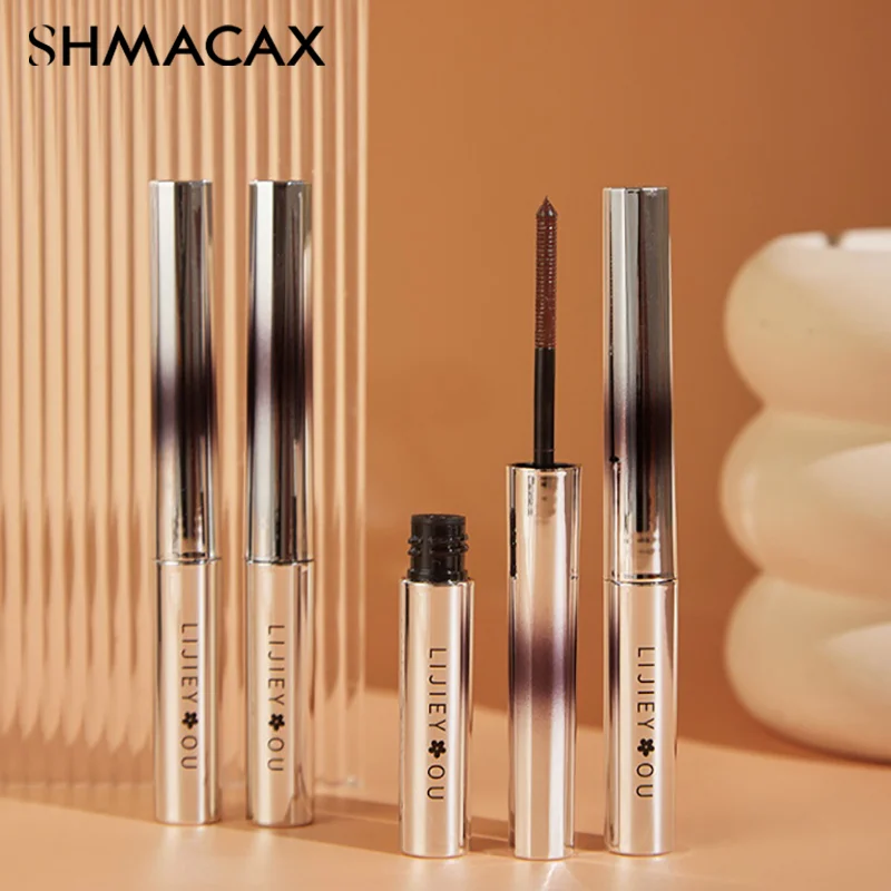 Tubo d'acciaio Mascara Waterproof Slender Non sbavature Brown Curly Metal Small Silver Tube Mascara