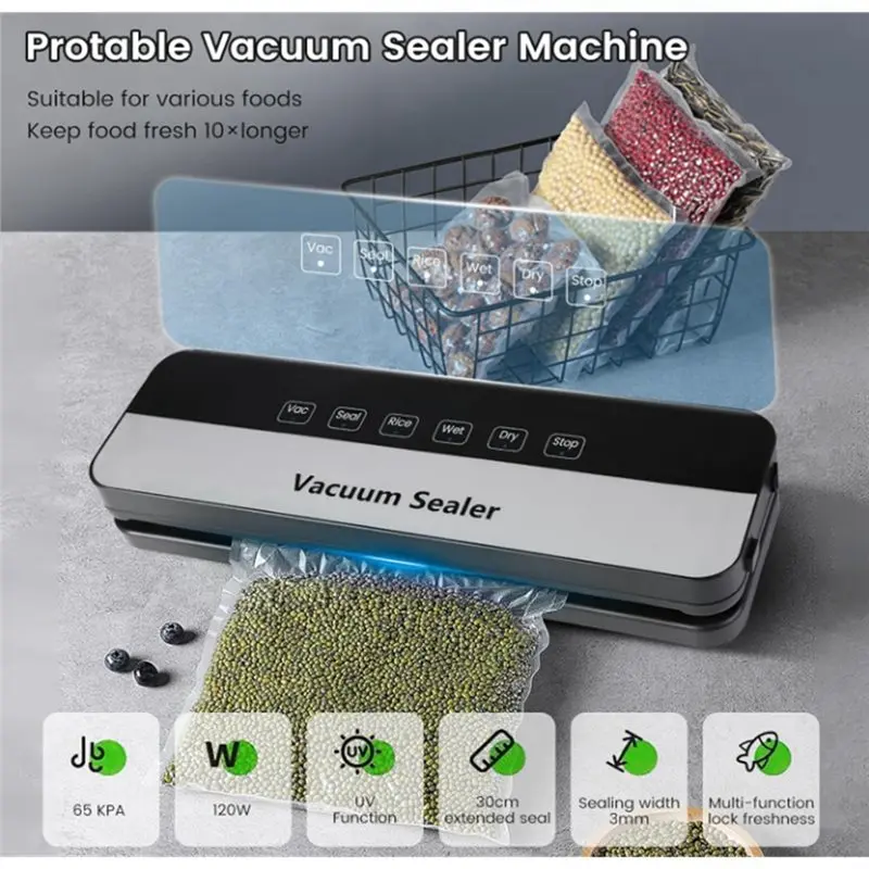

2025-Food Storage Machine,5-In-1, Compact Vacuum Sealer With Dry& Moist Modes, Includes 50 Bags EU Plug Design