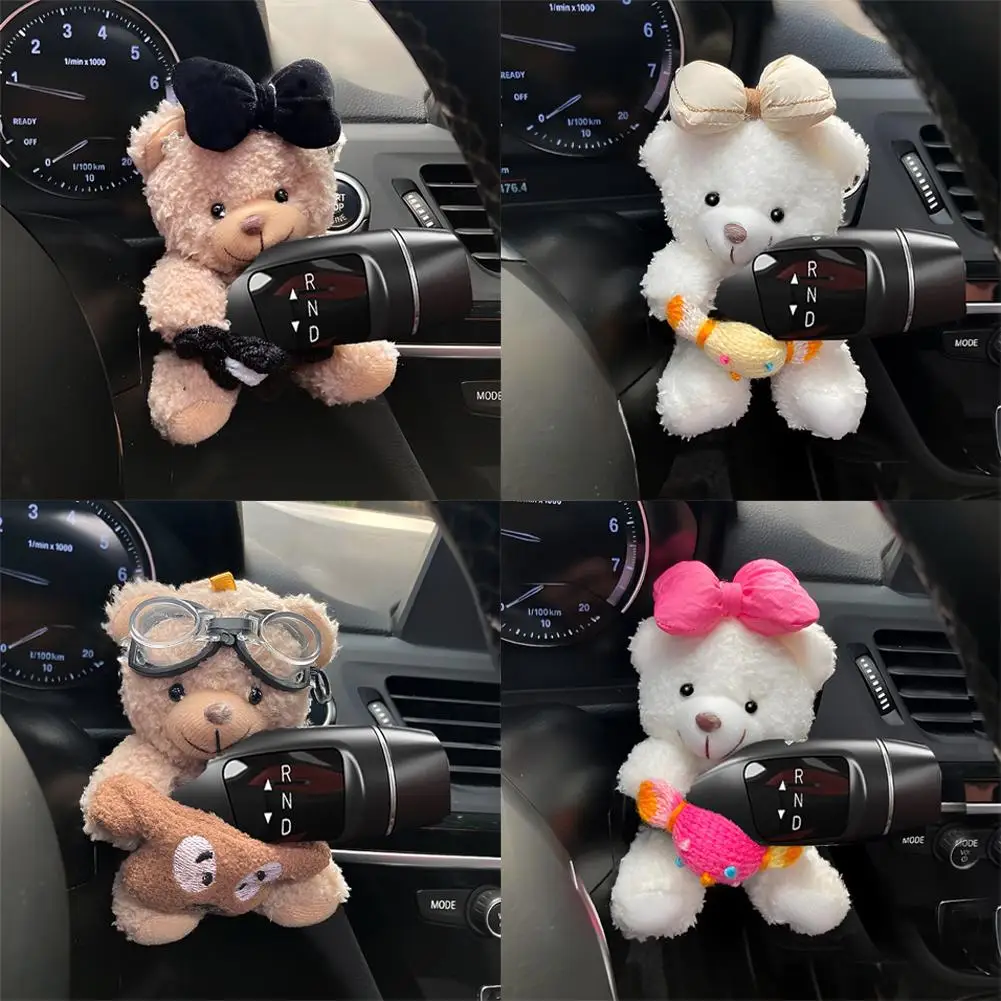 Cute Bear Car Gear Shift Decoration Plush Doll Turn Signal Wiper Doll Rearview Mirror Ornament Car Accessorie - Image 5