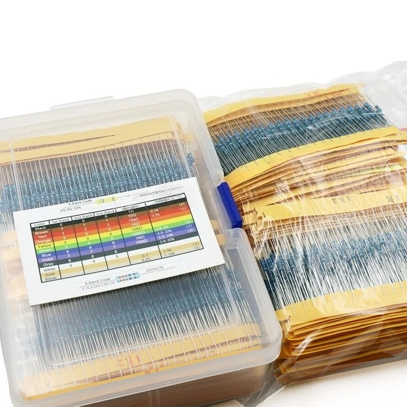 

2600PCS 0.25W 1/4W Metal Film Resistor Kit 130 Values Assortment Set