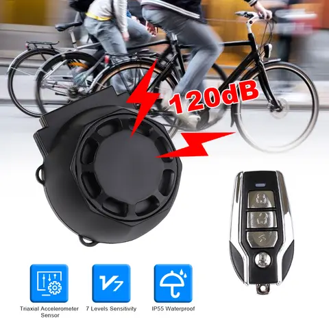 120dB Allarme antifurto impermeabile Corno per bicicletta Moto USB-C Ricarica Allarme telecomando Allarme sensore di movimento a vibrazione