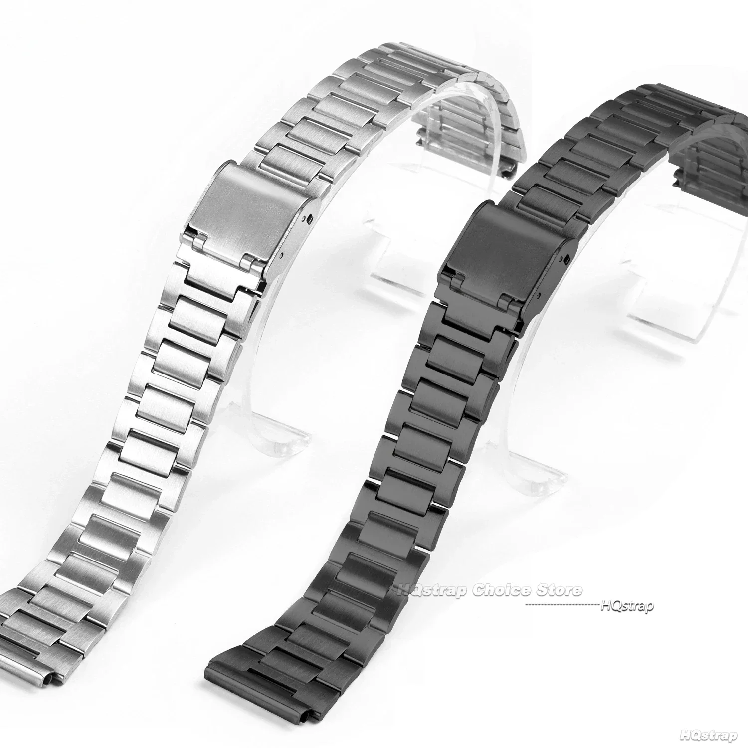 Ремешок металлический для Casio A158/A159/AQ230/F91W/AE1200/AE1300/B650/AQ230, Классический Маленький квадратный браслет из нержавеющей стали 18 мм