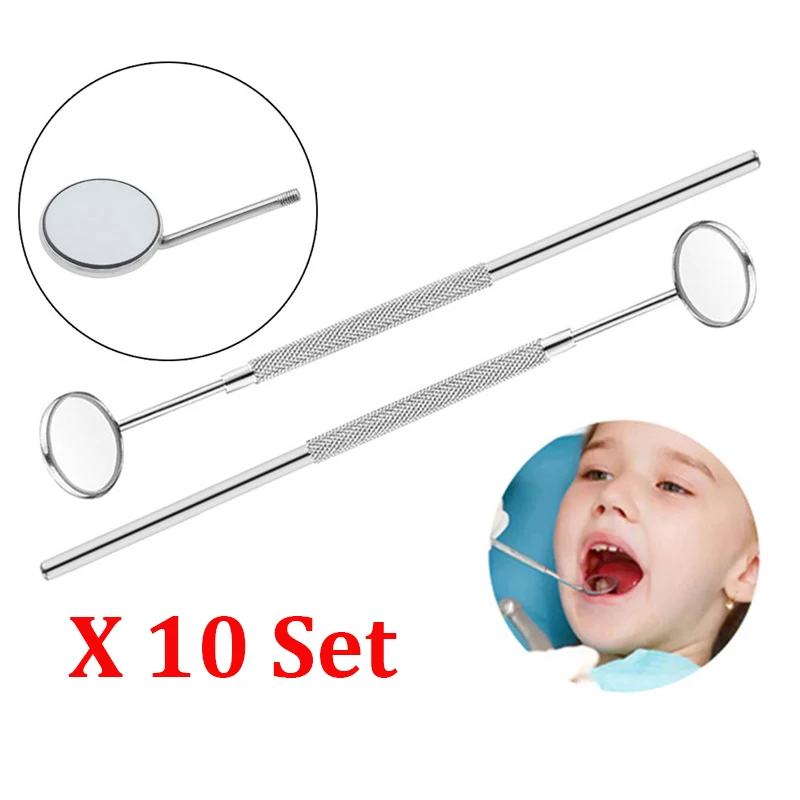 

10/20pcs Dental Mirror Stainless Steel Mouth Mirror with Handle Dental Hygiene Instrument Dental Pick Dentist Prepare Tool Lab