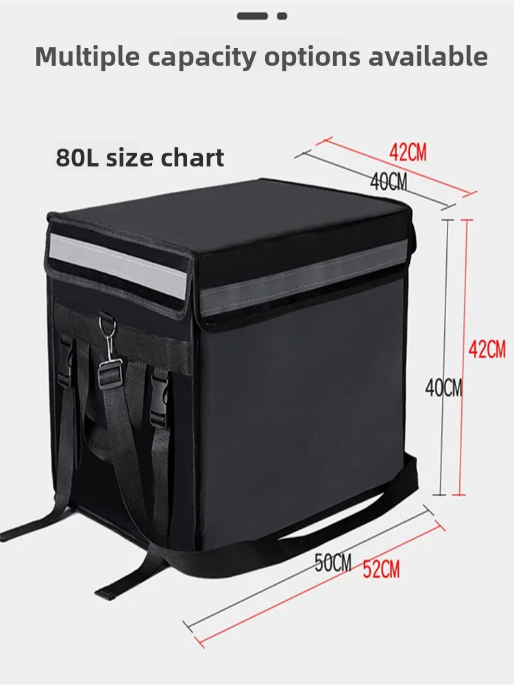 Black Waterproof Food Delivery Thermal Box Small Medium Large Sizes 30 45 62L City Wide Delivery Ice Pack Cooler Bag