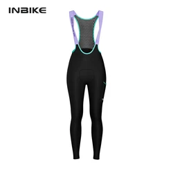 INBIKE Winter Professional Cycling Bib Pants for Women Windproof Fleece Biking Clothing Pants Gel Padded Road Bicycle MTB Pants