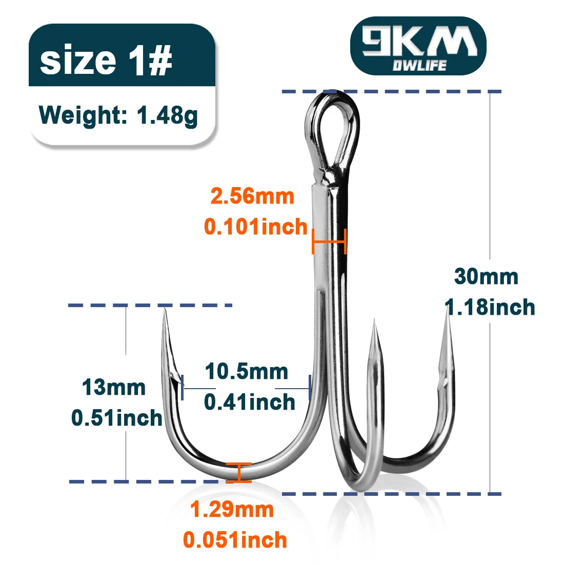 9KM Angelhaken 25~50 Stück Rundbogen-Dreifachhaken Ersatzhaken für Crankbait-Köder Süßwasser- und Salzwasserangeln