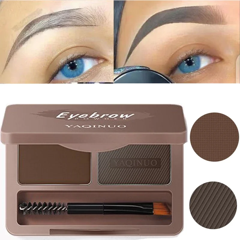 Waterproof Eyebrow Powder Palette with Brush Double Color Lasting Natural Brow Enhancers Pigment Eyebrow Shadow Makeup Cosmetic