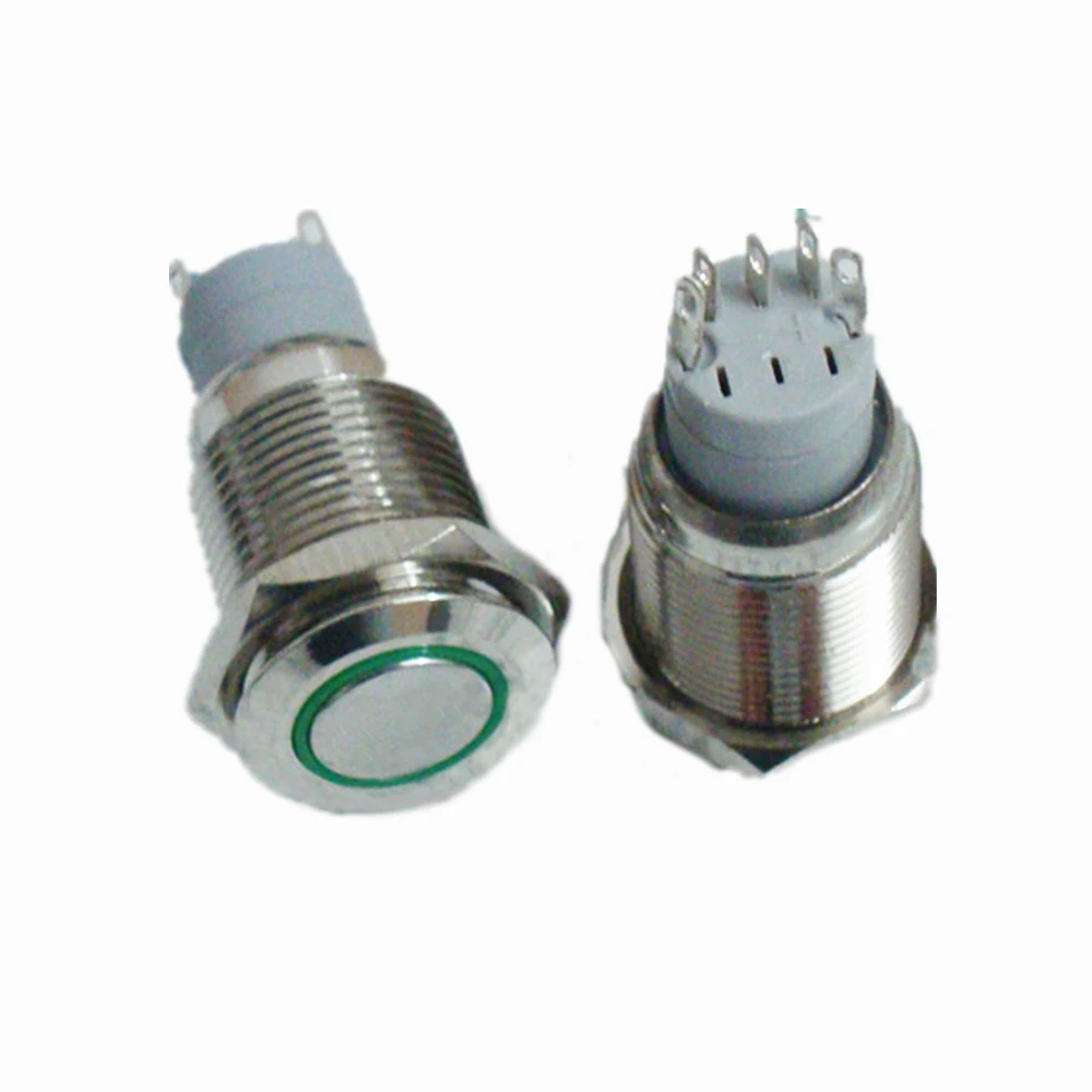 2 pezzi in acciaio inox SPDT ON/ON ON/OFF interruttore illuminato verde 12V momentaneo istantaneo