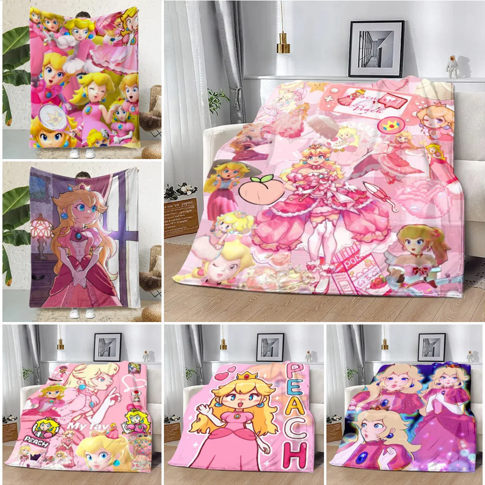 

Super Mario Peach Princess Printed Blanket Picnic Blankets Warm Blanket Soft and Comfortable Blanket Home Travel Birthday Gift