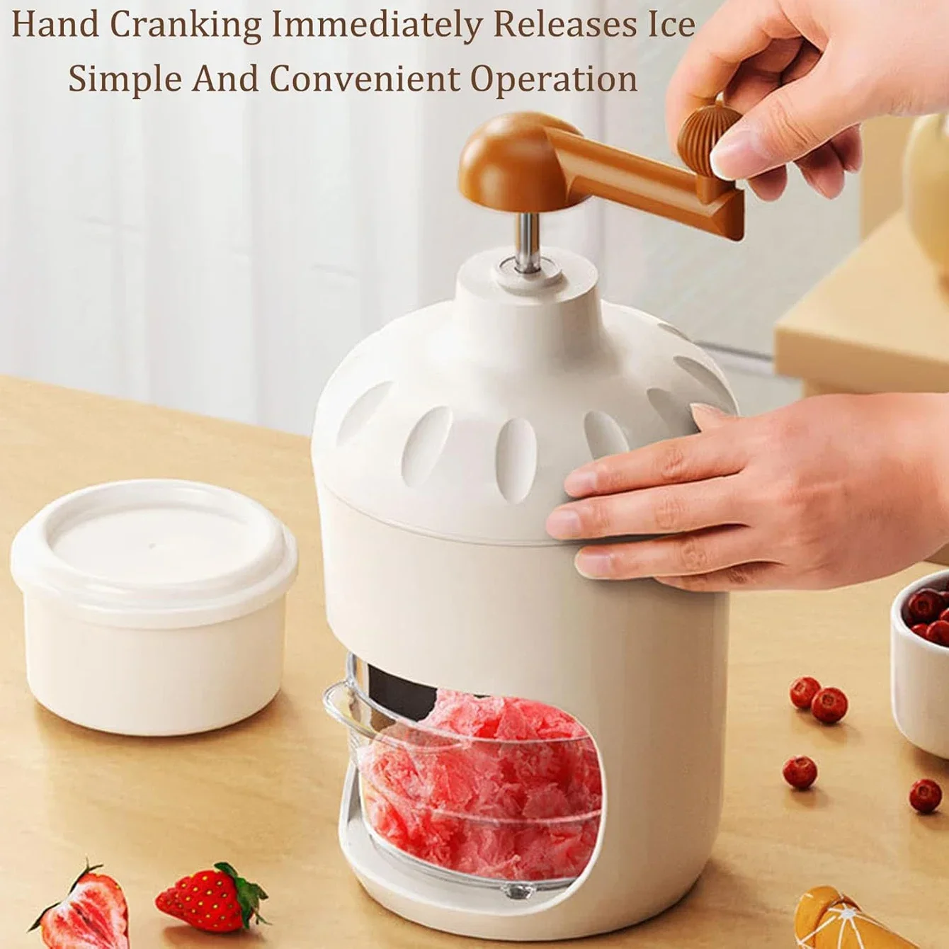 

Hand Crank Snow Cone Maker - Portable Ice Shaver for Home, Slushy & Shaved Ice Machine - Perfect for Parties