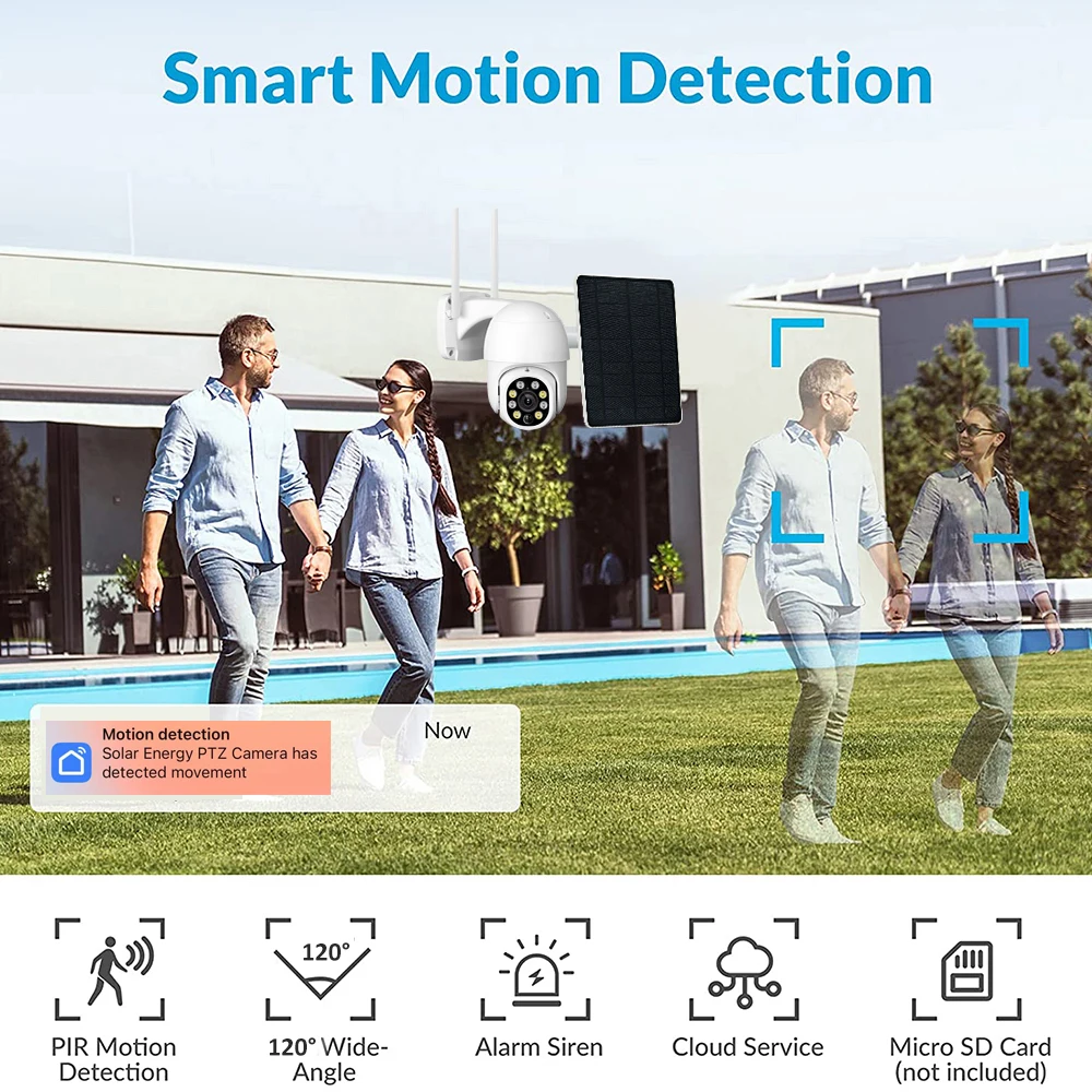 Imagem -05 - Lte Cartão Sim Bateria Solar Externo à Prova Dágua Segurança Vigilância ip Cctv Rastreamento de Movimento Detecção Pir Câmera Ptz de 3mp eu 4g