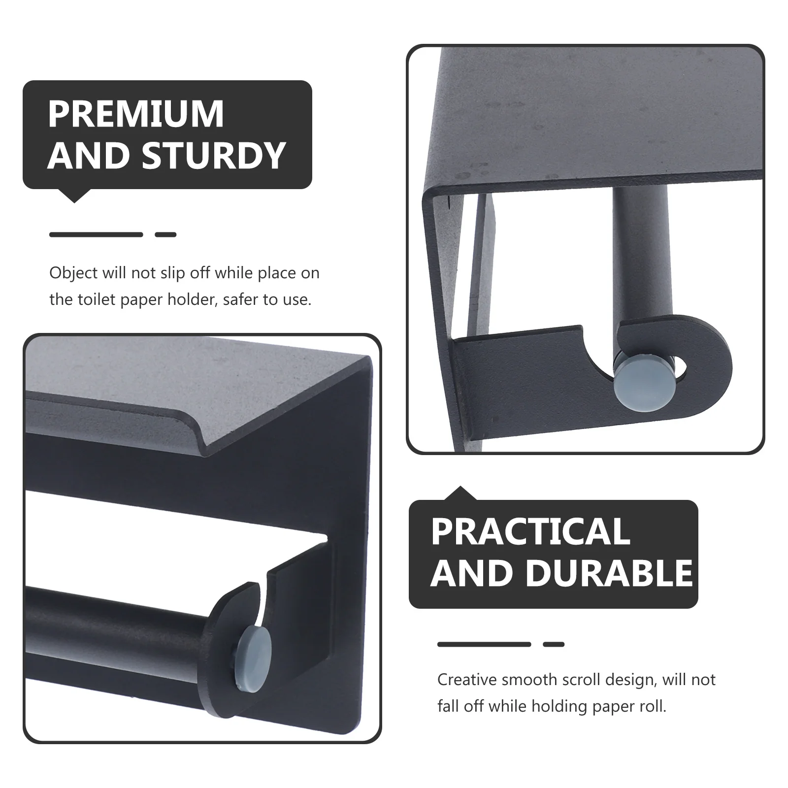 

Toilet Paper Holder Aluminum Wall Mounted Durable Anti Rust Bathroom Roll Storage Rack Curved Safety Design Toilet Paper Holder