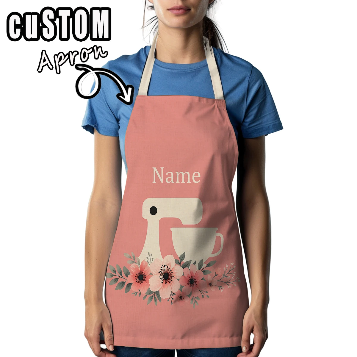 Customizable Text Name Aprons Flower Tool Pattern Craftsmanship Apron Cooking And Party Fun with Personality Home Work Aprons