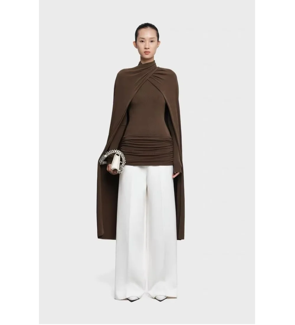 فساتين سهرة أنيقة بأكمام طويلة، فستان طويل مثير للمشاهير، فستان رائع عالي الجودة للحفلات الراقصة للنساء حسب الطلب #1