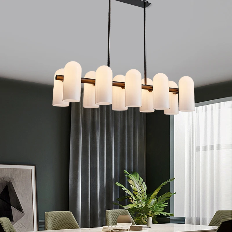 Ivory LED Pendant Light New Arrival Glass Cover Pipe Erected Hanging Novelty  Milky White Iron Chandelier for Loft kitchen Bar