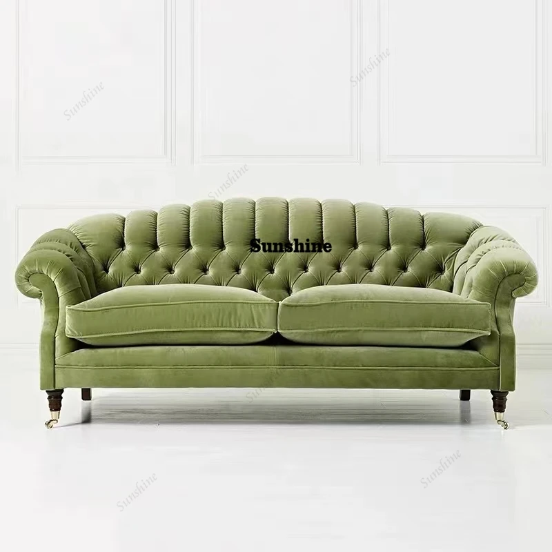 

Диван-кровать для взрослых, одиночный, зеленый, из европейского вельвета и латекса, для гостиной, двойной, современный, роскошный, мебель для салона