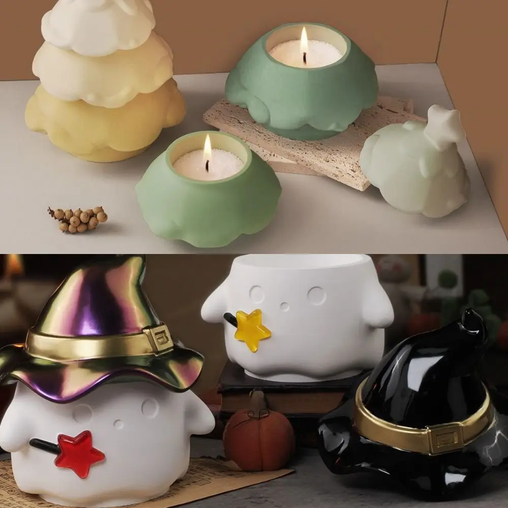 Halloween Halloween Ghost Mold Epoxy Resin Ghost Candlestick Silicone DIY Festival Decoration Storage Jar Gypsum Silicone Mold