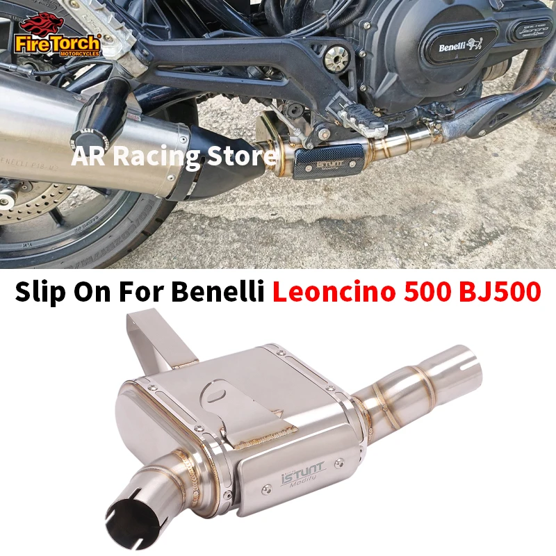 モーターサイクル用エキゾーストシステム,Benelli Leoncino 500用,改造されたミッドリンクパイプ,元のマフラー,エスケープバイク,Bj500,モトクロス