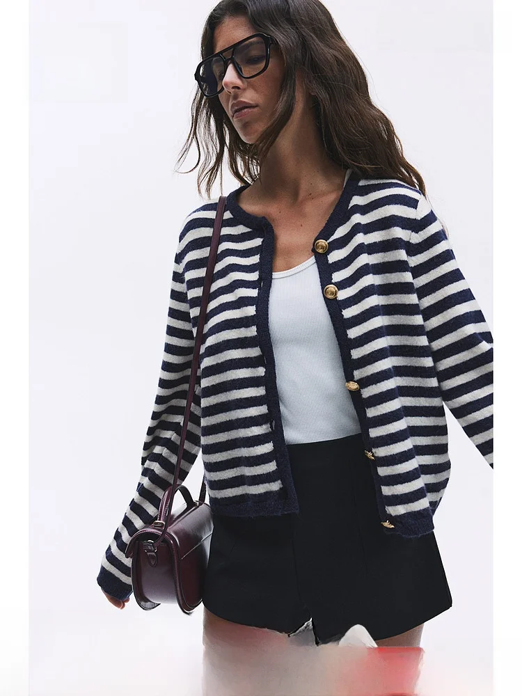 

Женский приталенный вязаный кардиган H&M серии Miu, повседневный, с длинными рукавами, стандартной длины, из смесовой ткани (полиэстер, акрил, нейлон, шерсть)