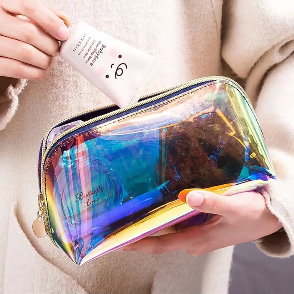 Portable Beauty Women Bath Make Up Brush bag Transparent Travel Cosmetic Bag Wash Bag Toiletry Organizer Zipper Makeup Pouch