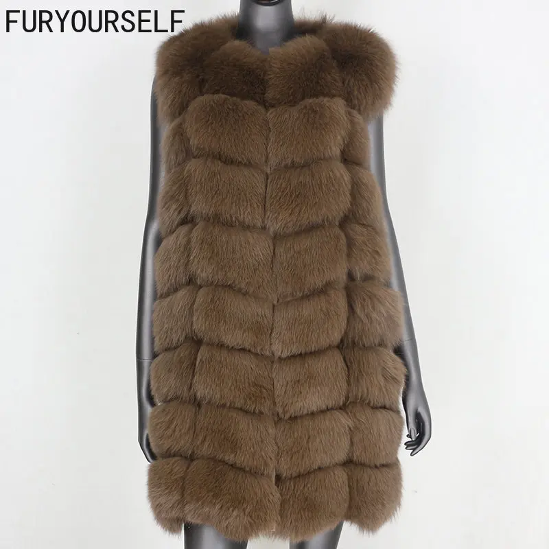 

FURYOURSELF Winterwear Luxury Winter Jacket Women 2023 Real Fur Long Vest Coat Natural Big Fluffy Fox Fur Streetwear Thick Warm