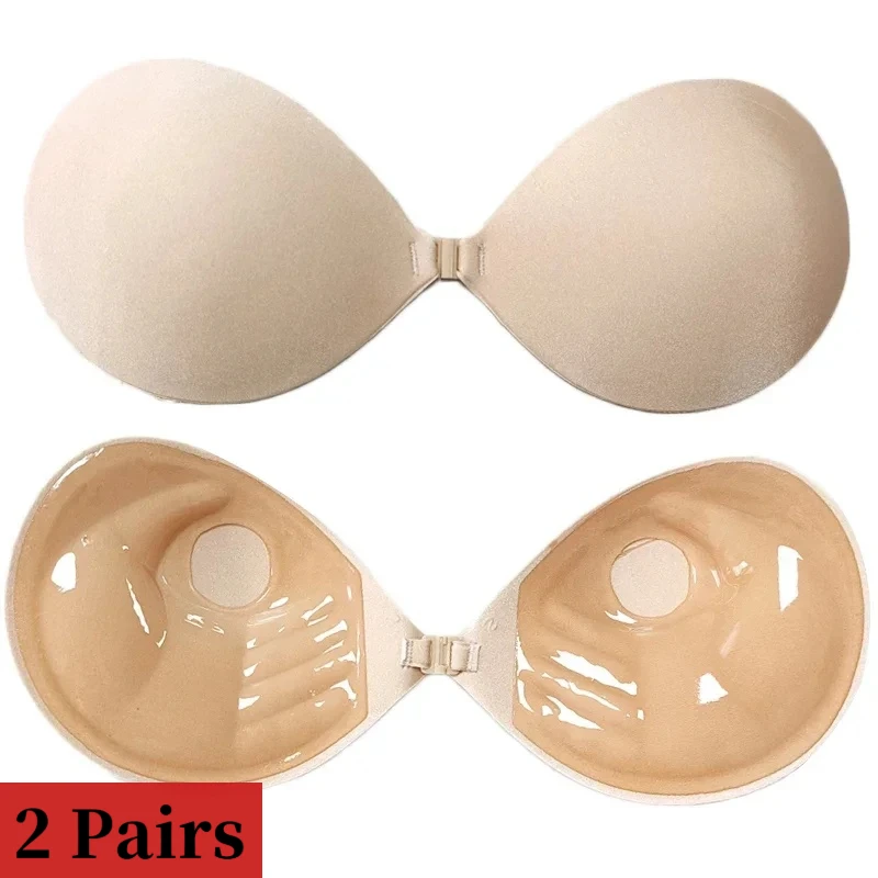 2 Pairs Palm Push Up Invisible Silicone Bra Womens Chest Stickers Lift Up Self Adhesive Bra CoverPad Sexy Strapless Breast