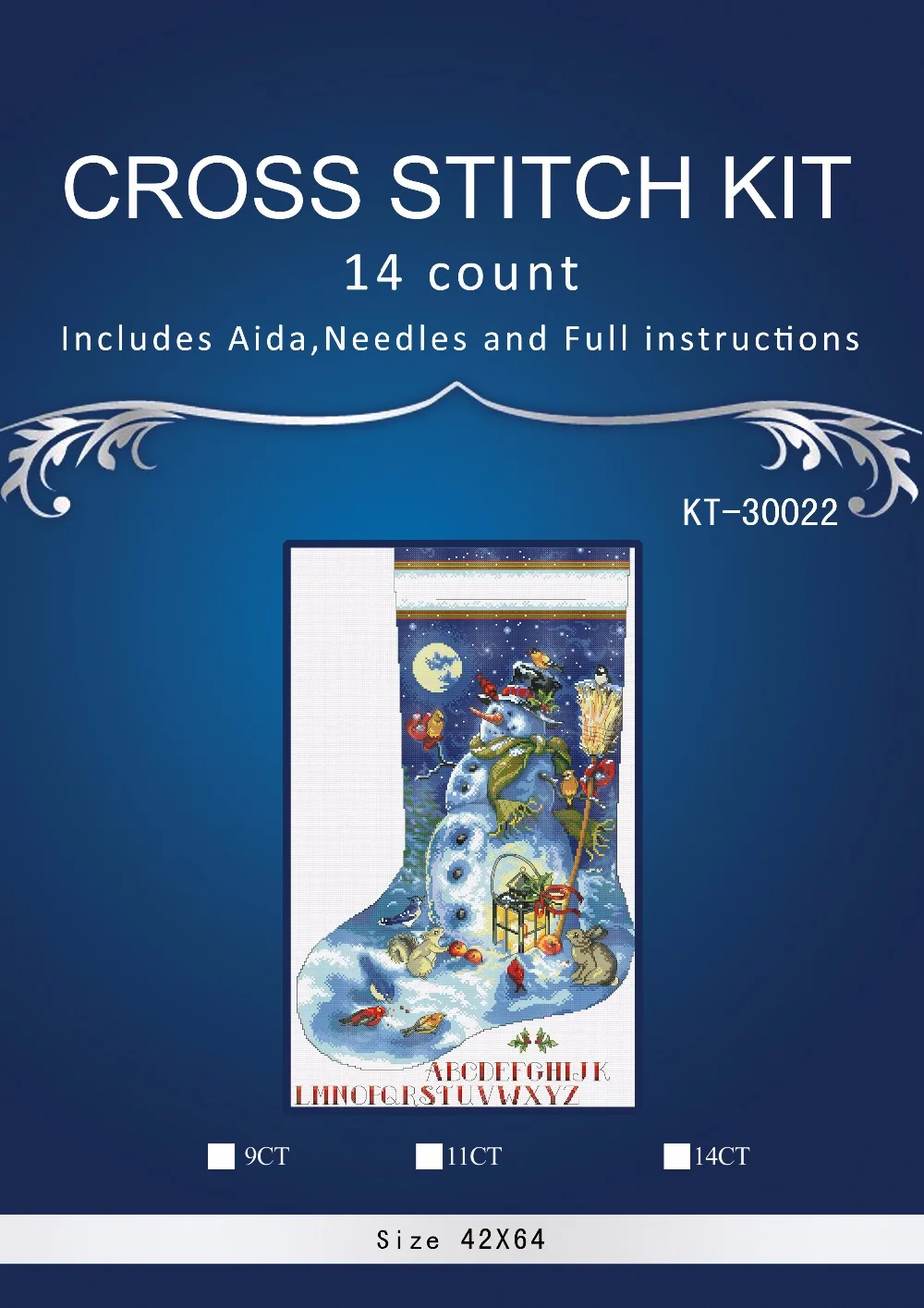 Beautiful Lovely Counted Cross Stitch Kit, DMC similar to Dim Cross Stitch, Top Quality, Christmas Sock, 3002