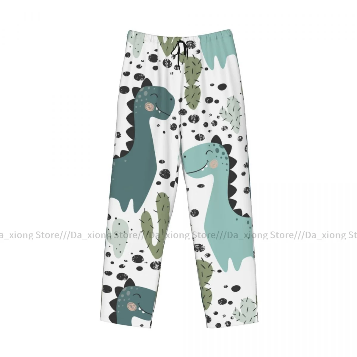 Heren Casual Pyjama Slaapbroek Dino Met Cactus Lounge Losse Broek Comfortabele Nachtkleding