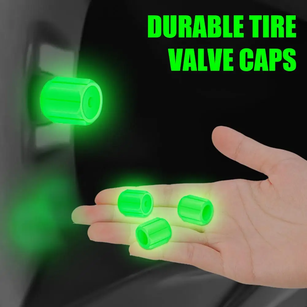 

Glowing Car Tire Valve Caps Waterproof Glow in The Dark Tire Lights Night Safety Light Universal Bicycle Stem Covers
