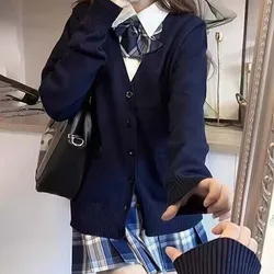 Dolce vento maglione primavera e autunno scollo a v cotone lavorato a maglia maglione stile accademia JK uniforme Cardigan studente ragazza gioco di ruolo