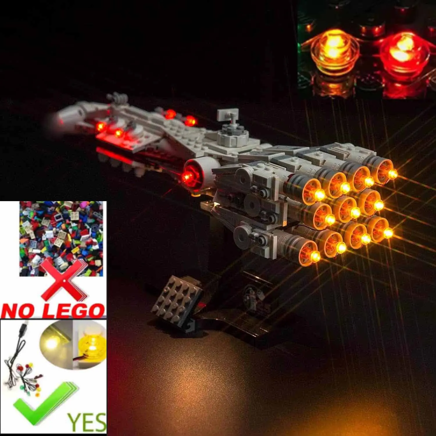 USB Lights Set for Lego Star W-ars: A New Hope Tantive IV 25th Anniversary Starship 75376 - (NOT Include LEGO Bricks)