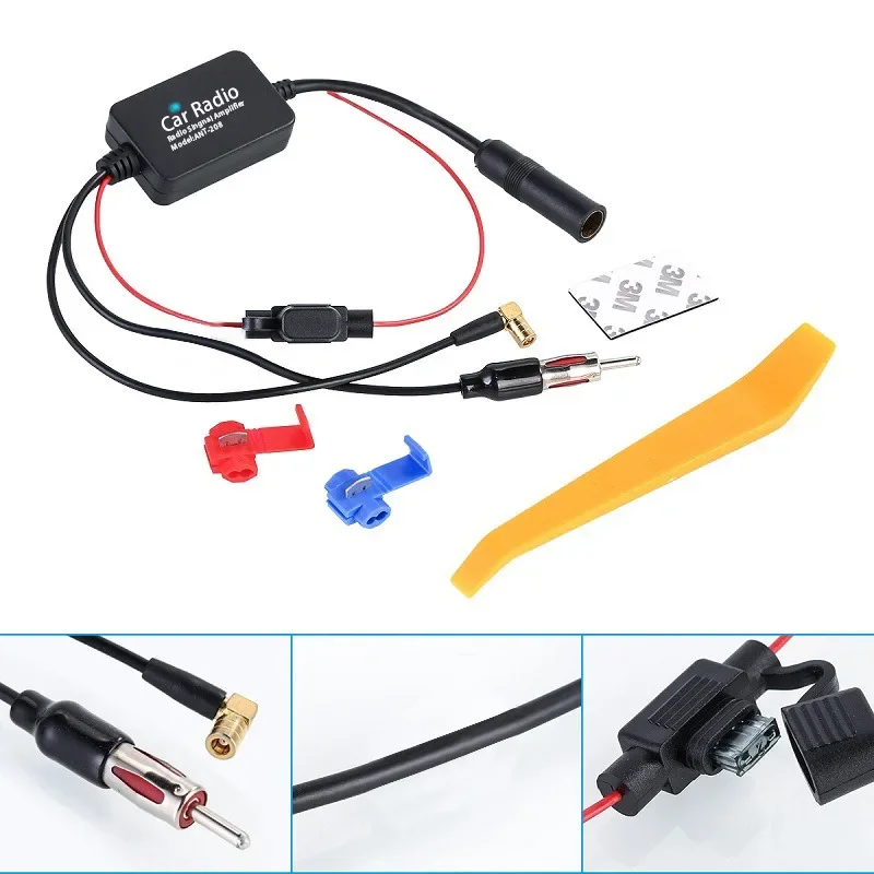 Car Radio Antenna 3 in 1 12V SMA DAB FM AM Aerials Signal Amplifier  Anti-interference Amp Booster Aerial 88-108MHz Marine