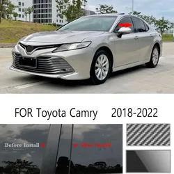 For Toyota Camry  2018-2022 Glossy Black Window Door Column B C Pillar Post Cover Trim Auto Sticker Styling