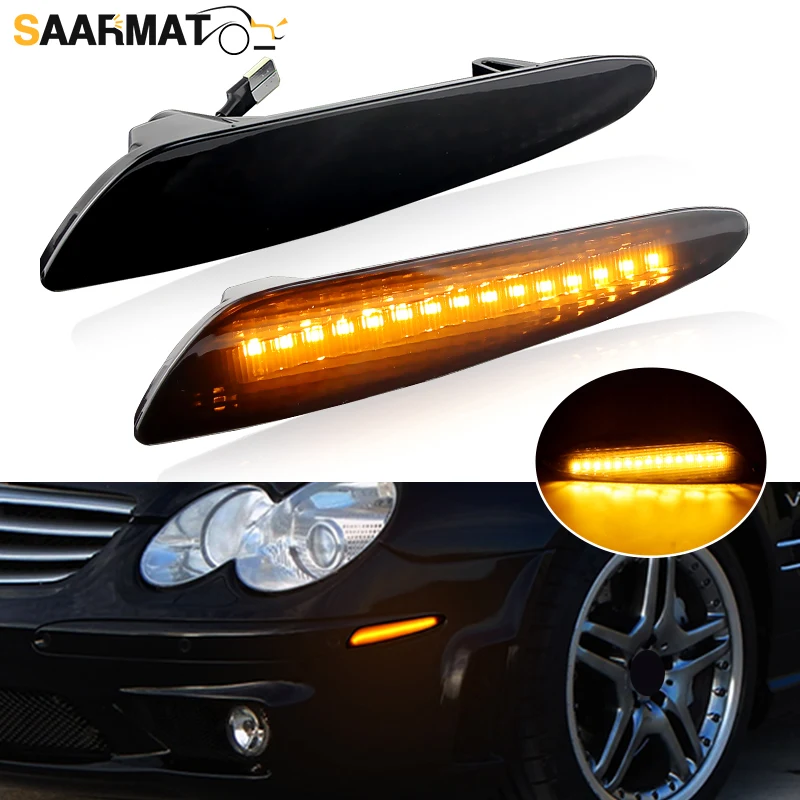 2 SZTUK dla 2003-2006 Mercedes Benz W211 E Class E320 E55 AMG E500 LED Bursztynowe przednie boczne światło obrysowe Zespół kierunkowskazu t10