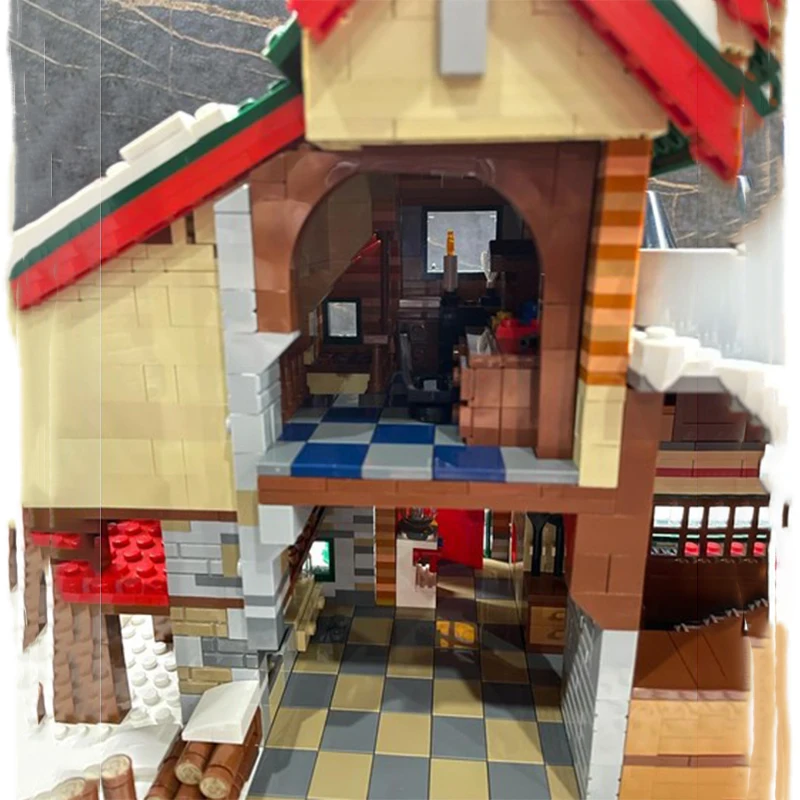 2454PCS MOC Winter Modular Street Architecture Model Facade Detailed Precision Construction Brick Display Collectible Toy Gift