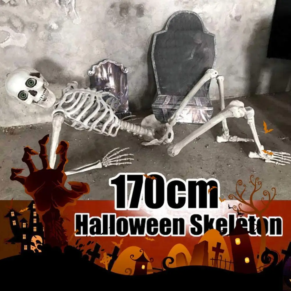 Halloween Party Decoration Full Size Fake Human Skull Skeleton Festival Bones Ghost Poseable Movable Skull Ornament Props H N3y0