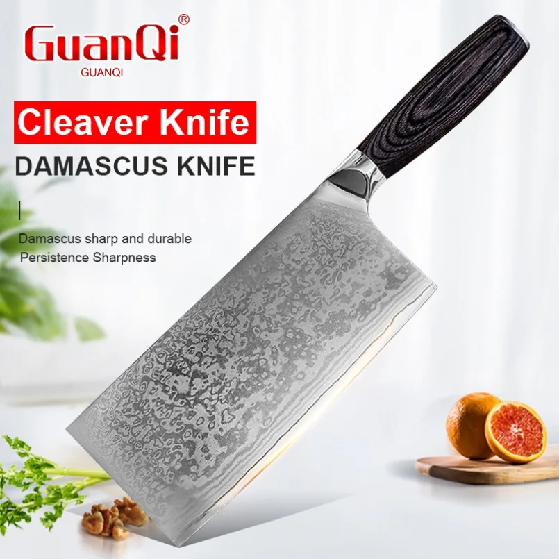 

8-дюймовый китайский универсальный нож из дамасской стали, тесак, бытовой поварской нож, острый нож для чистки фруктов и овощей, кухонные инструменты для приготовления пищи