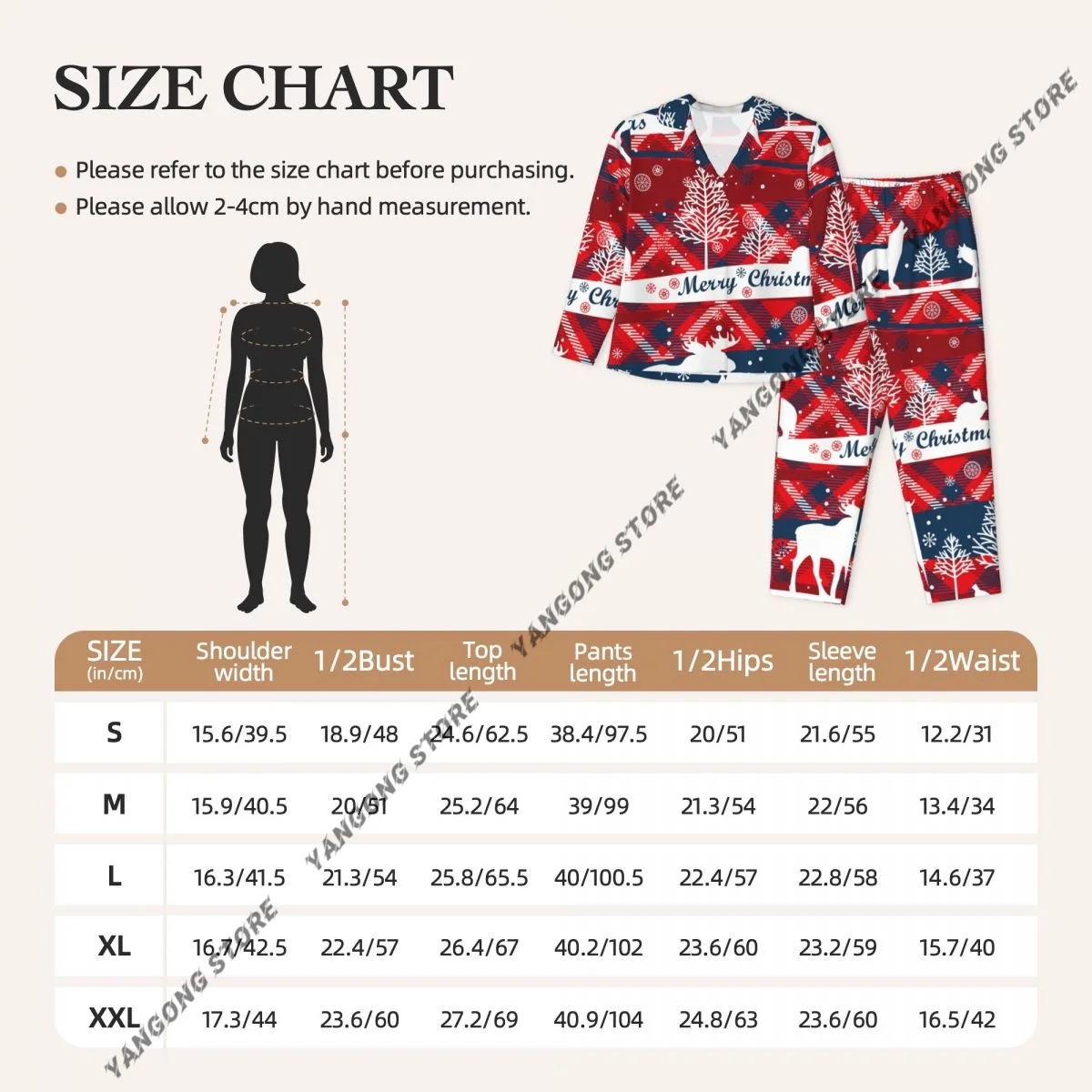 عيد ميلاد سعيد سنة جديدة سعيدة نمط المرأة منامة المتسكعون قطعتين ملابس خاصة زر أسفل كم كامل طويل منامة مجموعة #6