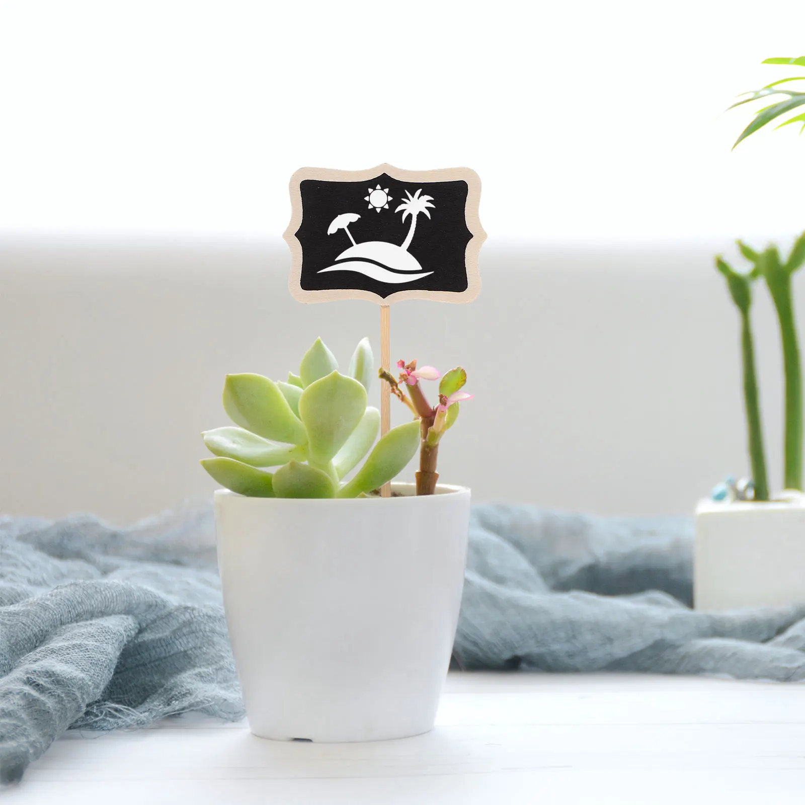 

20 Pcs Plug-in Plant Place Cards Signboard Garden Pot Markers Mini Chalk Boards Wood Blackboard Signs Plants