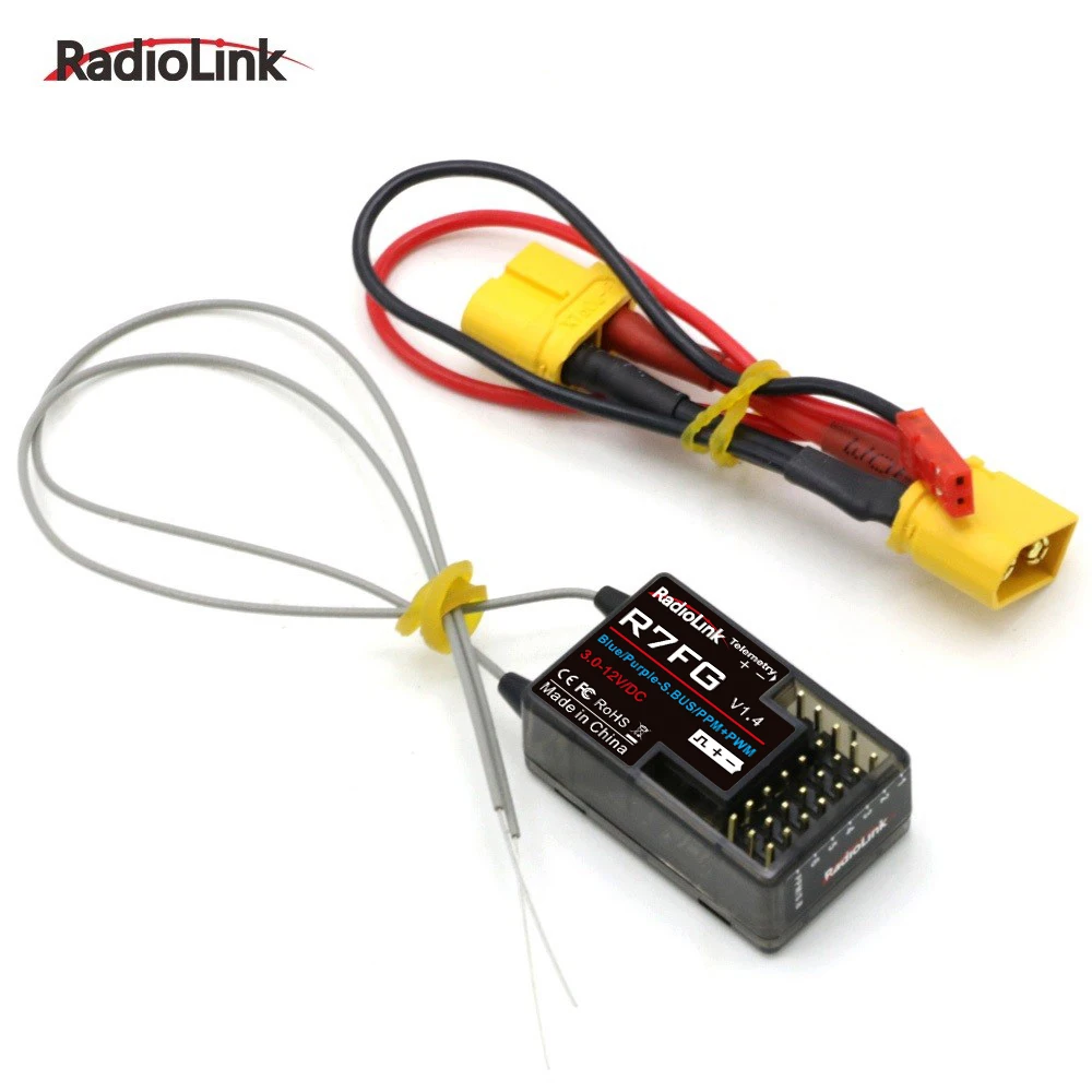 Radiolink R7FG Channle 2.4G Gyro RC Receiver Car Voltage Transmission Telemetry 600m Long Range RX for Crawler Drifting Car